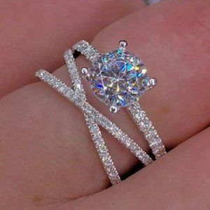 NEW 925 Sterling Silver Diamond Infinity Ring A